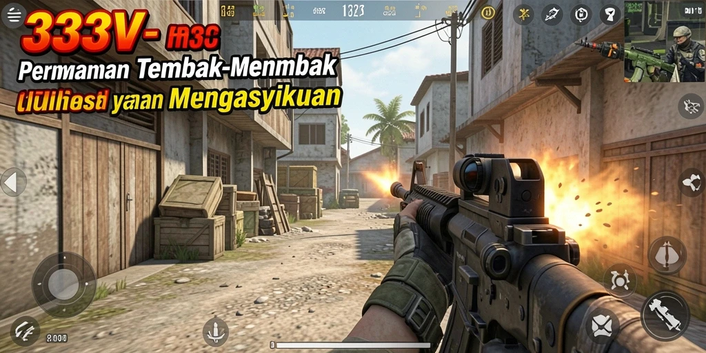 Tampilan gameplay seru dari 333V dengan aksi tembak-menembak yang intens.
