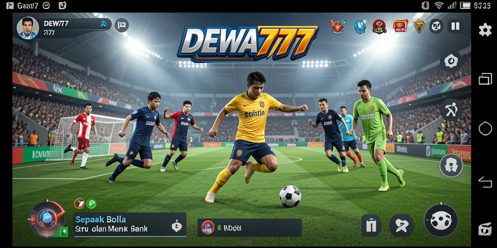 Screenshot DEWA777 menampilkan intensitas pertandingan sepak bola yang seru.
