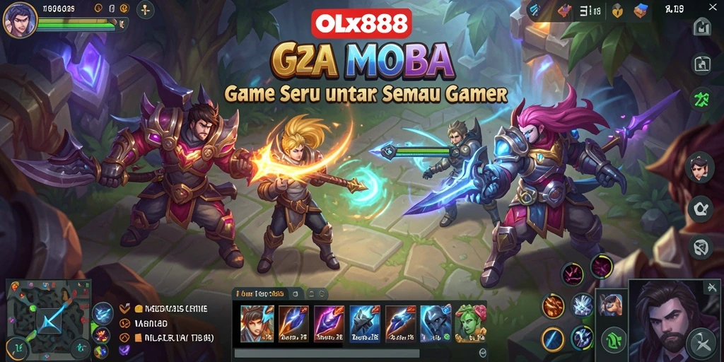 Tampilan menakjubkan dari gameplay OLX888 di arena pertempuran.
