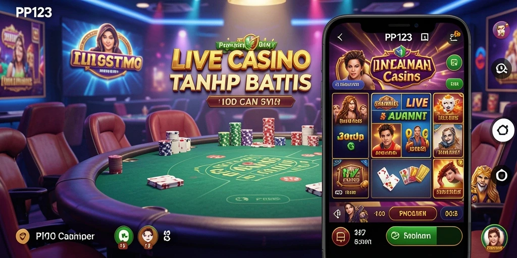Tampilan mendebarkan dari gameplay Live Casino di PP123.