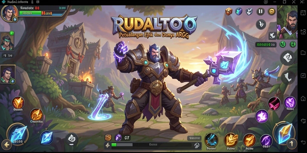 Tampilan gameplay RUDALTOTO menunjukkan aksi seru dan pertarungan karakter.